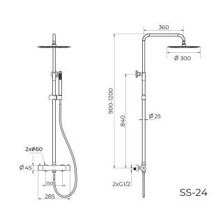 Душевая система с термостатом Knotlor SS-24/BL, черный